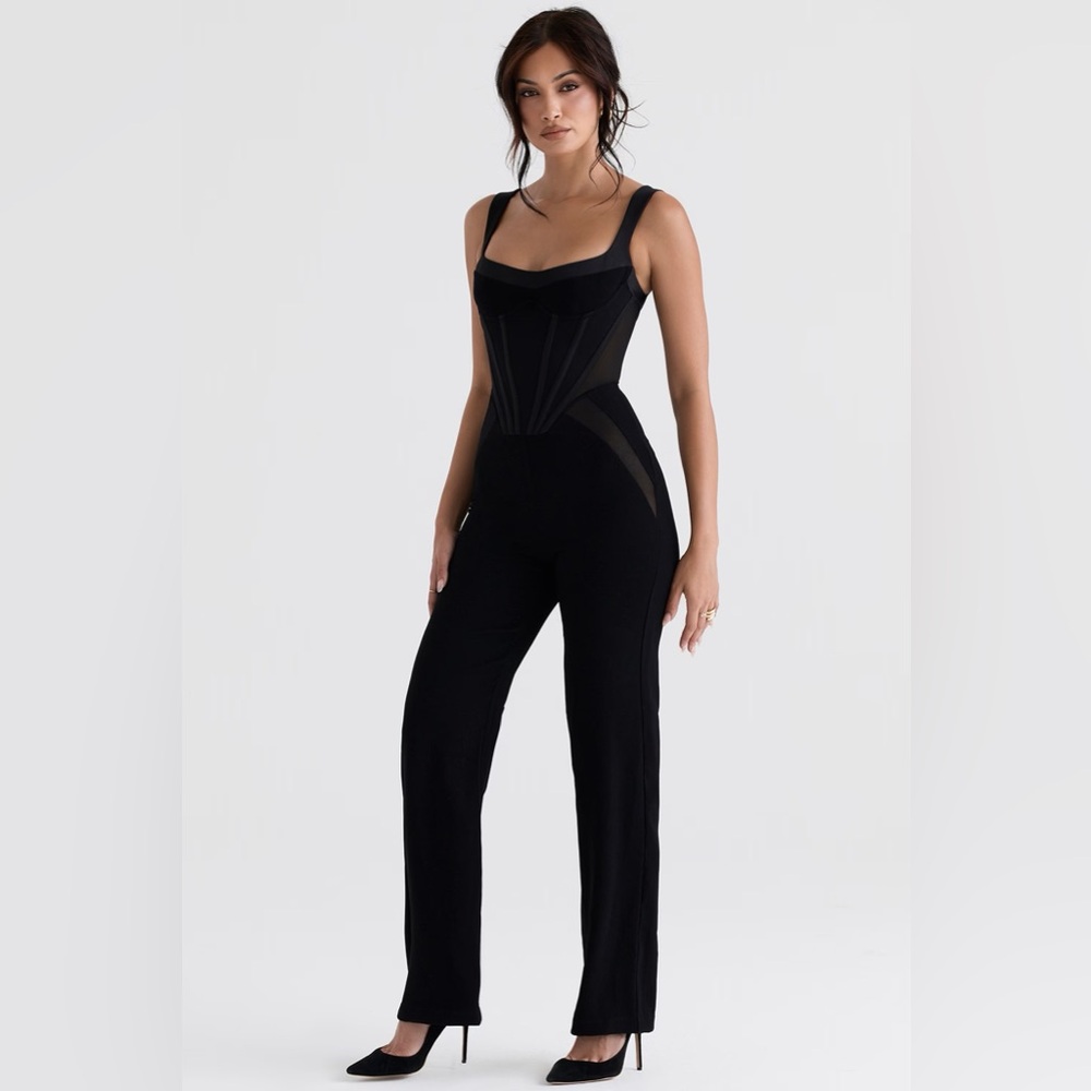 House of CB- MYLENE Black Corset Jumpsuit